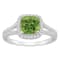7mm Cushion Peridot 1/4 ctw Diamond Rhodium Over Sterling Silver Halo Ring