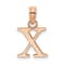 14k Rose Gold Polished Block Letter X Initial Pendant