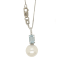 9mm Round White Freshwater Pearl, Aquamarine and Diamond Accents 14K
White Gold Pendant with Chain
