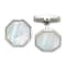 Stainless Steel Polished Mother of Pearl Octagon Cuff Links