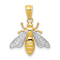 14k Two-tone Gold  Textured Bee Pendant