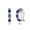 Sapphire Color CZ Half Hoop Earrings In Sterling Silver