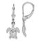 Rhodium Over Sterling Silver Mini Sea Turtle Leverback Earrings