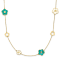 14K Yellow Gold Teal and White Color Mother Of Pearl Flower 30 Inch Necklace