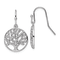 Rhodium Over Sterling Silver Polished and Textured Cubic Zirconia Tree
of Life Dangle Earrings