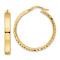 14k Yellow Gold 1 3/16" Polished Textured Hoop Earrings