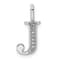 14K White Gold Diamond Letter J Initial Pendant