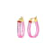 14K Yellow Gold Over Sterling Silver Mini Horseshoe Acrylic Hoops in Pink