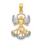 14k Two-tone Gold Textured Love Angel Pendant