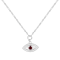 Garnet and Moissanite Rhodium Over Sterling Silver Evil Eye Necklace