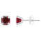 5mm Cushion Garnet Rhodium Over 10k White Gold Stud Earrings