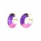 14K Yellow Gold Over Sterling Silver Purple and Pink Faceted Acrylic Huggies
