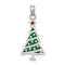 Rhodium Over 14k White Gold Green Enamel Christmas Tree with Red Star Charm