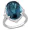 White Sapphire, London Blue Topaz and Diamond 14K White Gold Ring 12.63ctw