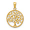 14k Yellow Gold Polished and Textured Tree of Life in Round Pendant