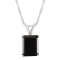 10x8mm Emerald Cut Black Onyx Rhodium Over Sterling Silver Pendant With Chain