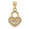 14K Yellow Gold Polished Filigree Heart Lock Charm