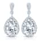 Pear Shape CZ Halo Drop Earrings In 14K Gold Over Brass
