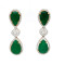 44.00 Ctw Emerald and 2.20 Ctw White Diamond Earring in 18K 2-Tone