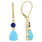 Turquoise Pear And Lab-Created Blue Spinel Earrings In 18K Gold Over
Sterling Silver