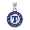 Rhodium Over Sterling Silver MLB LogoArt Texas Rangers Enamel Pendant