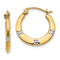 14K Yellow Gold with Rhodium Flowers Hollow Hoop Earrings