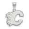 Rhodium Over Sterling Silver NHL LogoArt Calgary Flames Medium Pendant