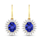 2.82ctw 14K Yellow Gold Tanzanite and White Diamond Halo Earrings