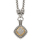 Sterling Silver Antiqued with 14K Accent Diamond Necklace