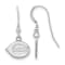 Rhodium Over Sterling Silver MLB LogoArt Cincinnati Reds Dangle Earrings
