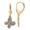 14K Two-tone Gold Diamond-Cut Fancy Butterfly Dangle Earrings