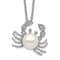 Rhodium Over Sterling Silver Cubic Zirconia and Freshwater Pearl Crab Necklace