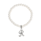 White Faux Pearl Bead Initial Charm Stretch Bracelet