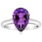 12x8mm Pear Shape Amethyst Rhodium Over Sterling Silver Ring