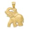 14k Yellow Gold Solid Satin and Diamond-Cut Open-backed Elephant Pendant