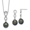 Rhodium Over Sterling Silver Tahitian Pearl/Cubic Zirconia Infinity
Necklace and Earring Set