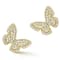 Sterling Statements 14K Yellow Gold Over Sterling Silver Pave Butterfly Studs