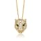 Emerald Color CZ Panther Head Pendant Necklace In 14K Gold Over Brass