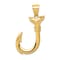14k Yellow Gold 3D Whale Tail Hook Pendant