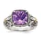 Amethyst Sterling Silver and 14k Gold Accent Antiqued Ring 1.00ct