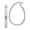 Rhodium Over Sterling Silver 4mm Textured Hoop Earrings
