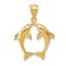 14k Yellow Gold Two Dolphins Pendant