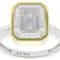 Two-Tone Moissanite Emerald-Cut Solitaire Ring In 14K Gold And
Platinum-Enhanced Sterling Silver 4.93ct DEW