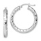 Rhodium Over Sterling Silver 4.00mm Diamond-cut Hoop Earrings