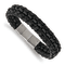 Black Leather and Stainless Steel Polished Black IP-plated with 0.5-inch
Extension Bracelet