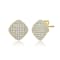 Pave CZ Square Stud Earrings In 14K Gold Over Brass