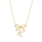 Initial K Bow CZ Necklace In 14K Gold Over Sterling Silver 0.23ctw