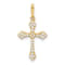 14k Yellow Gold Polished and Textured Cubic Zirconia Passion Cross Pendant