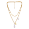 Pear Shape Freshwater Pearl Layered Necklace In 14K Gold Over Sterling Silver