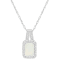 6x4mm Emerald Cut Opal 1/8 ctw Diamond Rhodium Over Sterling Silver Halo
Pendant with Chain